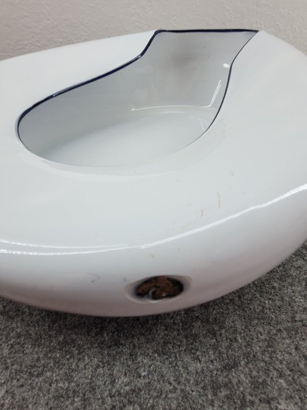 Vintage Enamelware Bedpan White Medical Bed pan Industrial Sturdy Heavy Duty